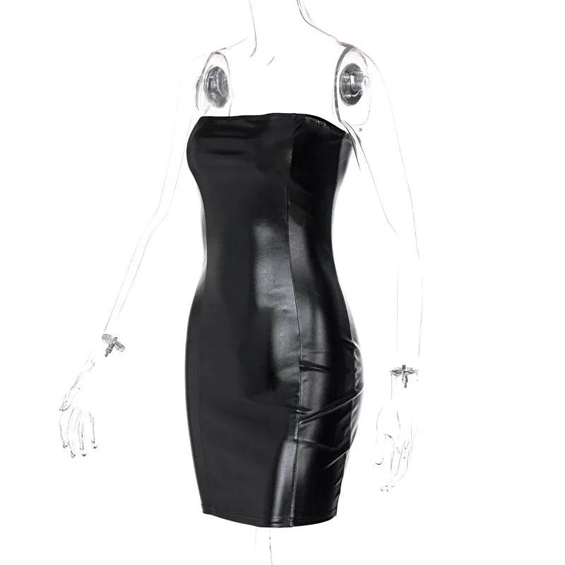 Sleek PU Leather Mini Dress