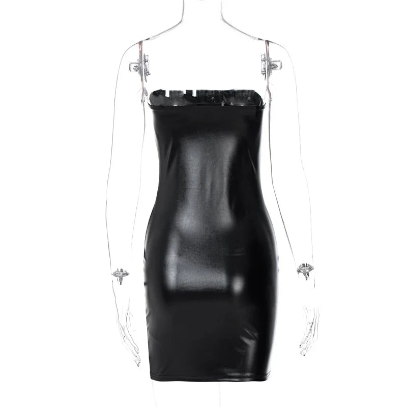 Sleek PU Leather Mini Dress