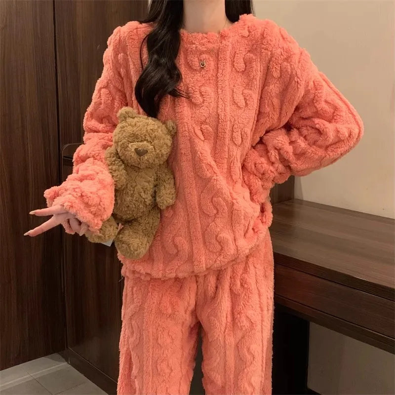 Thickened Warm Sleepwear: Winter Set