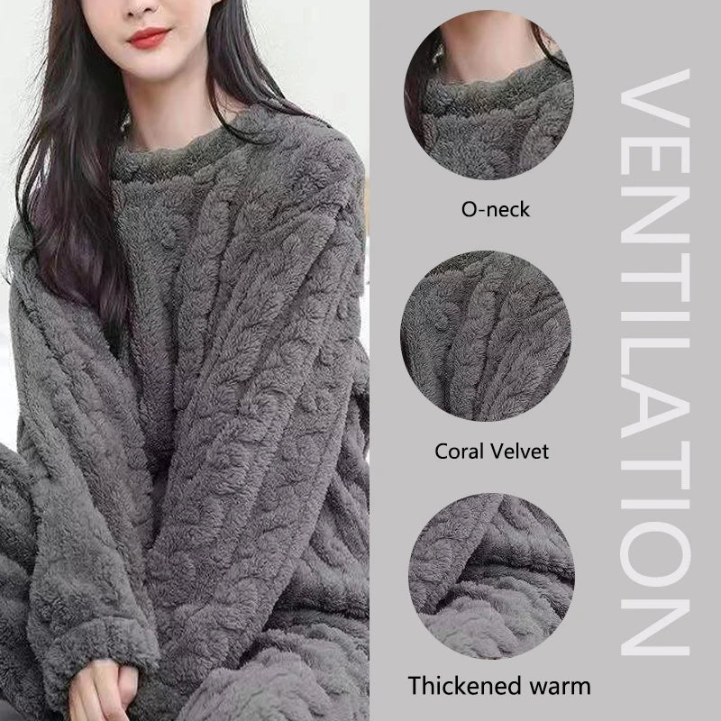 Thickened Warm Sleepwear: Winter Set